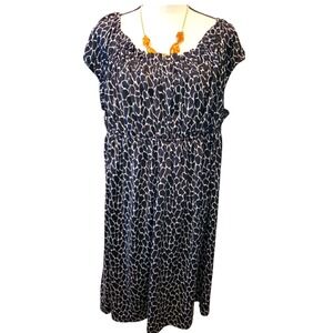 Dress Size 22w Black Print Business Causal Milkmaid Stretchy Event Flowy
